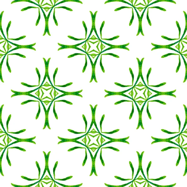 Textilní Hotový Potisk Tkaniny Plavky Tapety Obaly Zelená Hezká Boho — Stock fotografie