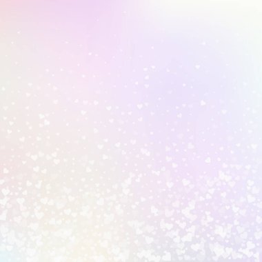 Beyaz kalp konfetileri sever. Sevgililer Günü gradyan klas bir geçmişi var. Yumuşak arka planda şeffaf kalp konfetileri. Ekstra vektör illüstrasyonu.