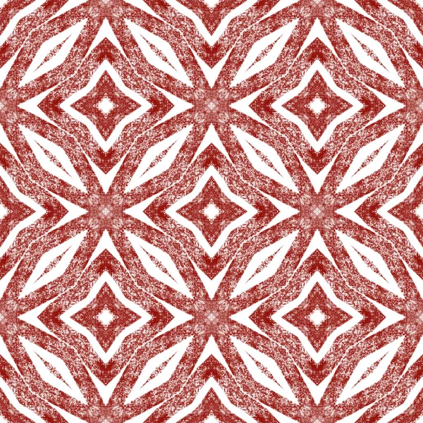 Medallion seamless pattern. Wine red symmetrical kaleidoscope background. Watercolor medallion seamless tile. Textile ready trending print, swimwear fabric, wallpaper, wrapping.