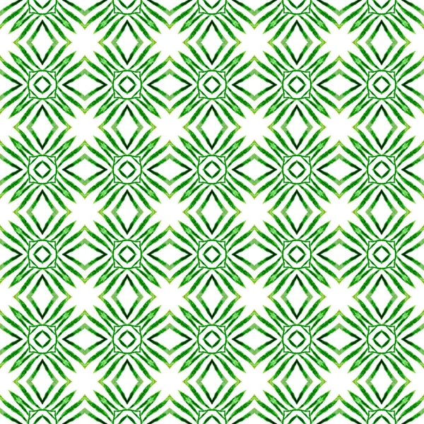 繊維準備ができて理想的な印刷 水着生地 緑の優れたBohoシックな夏のデザイン シェブロン水彩柄 緑の幾何学的シェブロン水彩境界 — ストック写真