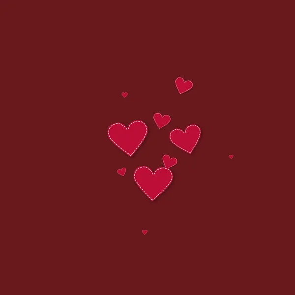 Rode Hart Liefde Confettis Valentijnsdag Explosie Geweldige Achtergrond Gevallen Gestikte — Stockvector