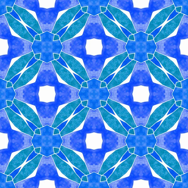 Tropisch Naadloos Patroon Blauw Aangenaam Boho Chique Zomer Design Handgetekende — Stockfoto