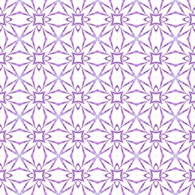 Tekstil hazır baskı, mayo kumaş, duvar kağıdı, ambalaj. Mor canlı boho şık yaz tasarımı. Sembol suluboya deseni. Yeşil geometrik sembolü suluboya kenarı.