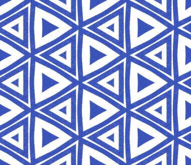Sembol çizgileri tasarımı. İndigo simetrik kaleydoskop arka planı. Tekstil baskıya hazır, mayo kumaşı, duvar kağıdı, ambalaj kağıdı. Geometrik sembol çizgileri deseni.