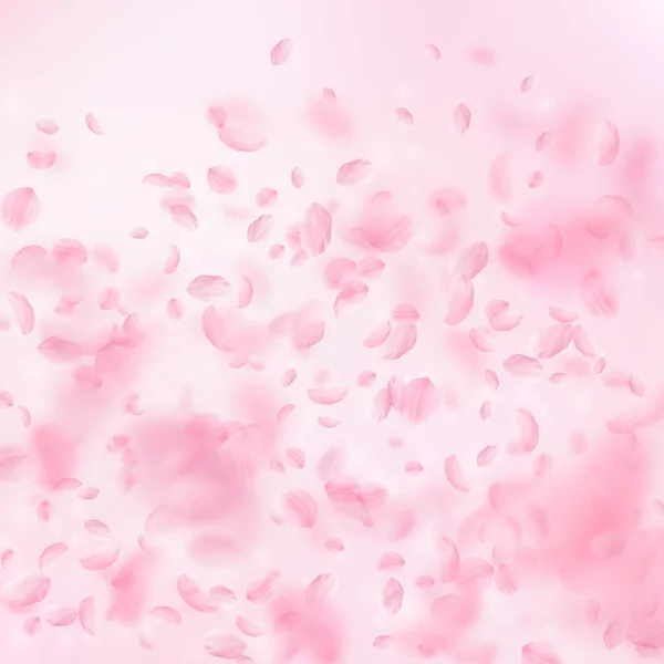 Pétalos Sakura Cayendo Gradiente Flores Rosas Románticas Pétalos Voladores Sobre — Foto de Stock