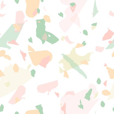 Terrazzo kusursuz desen. Modern klasik döşeme dokusu. Terrazzo pürüzsüz desenli, serin renklerde. Doğal taşlardan, granitten, kuvarstan, mermerden, betondan yapılmış arkaplan. 