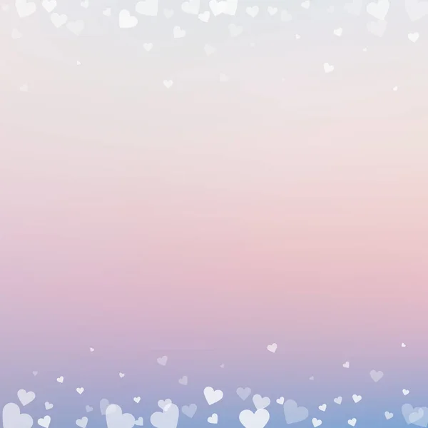Witte Hart Liefde Confettis Valentijnsdag Grenzen Ophalen Achtergrond Vallende Transparante — Stockvector