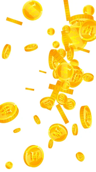韓国ウォン硬貨が落ちる 記憶に残る散在ウォンコイン 韓国のお金 繊細なジャックポット 富や成功の概念 ベクターイラスト — ストックベクタ
