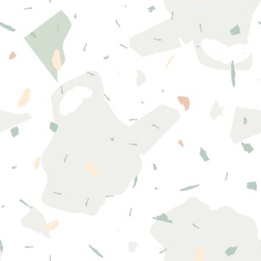 Terrazzo kusursuz desen. İç dekorasyon için minimalist döşeme taşı. Terrazzo pürüzsüz desenli, serin renklerde. Doğal taşlardan, granitten, kuvarstan, mermerden, betondan yapılmış arkaplan. 