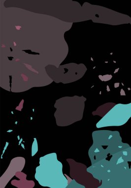 Terrazzo modern soyut şablon. Klasik İtalyan döşemesinin siyah, yeşil ve pembe dokusu. Taşlardan, granitten, kuvarstan, mermerden, betondan yapılmış arka plan. Venedik terrazzo trend vektör arkaplanı