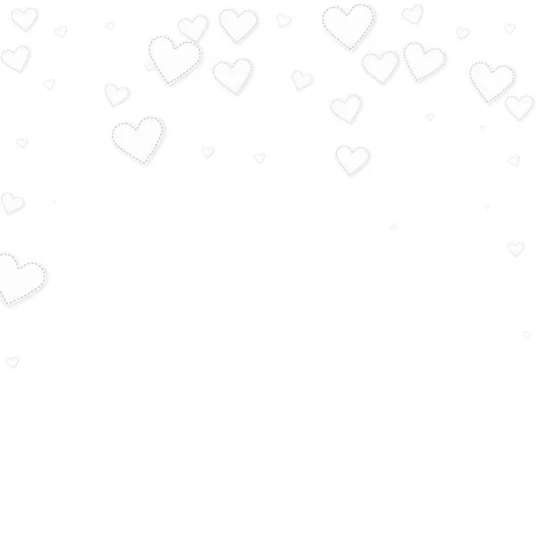 Weiße Herzen Lieben Konfettis Valentinstag Regen Lebendigen Hintergrund Fallen Bestickte — Stockvektor