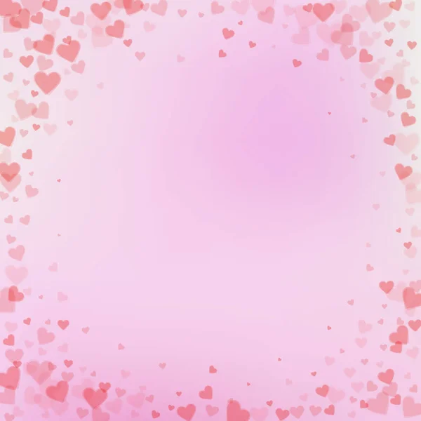 Corazón Rojo Ama Los Confettis Día San Valentín Vignette Fondo — Archivo Imágenes Vectoriales