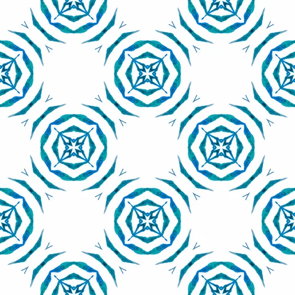 Aquarell Medaillon Nahtlose Bordüre Blaues Hinreißendes Boho Chic Sommerdesign Medaillon — Stockfoto
