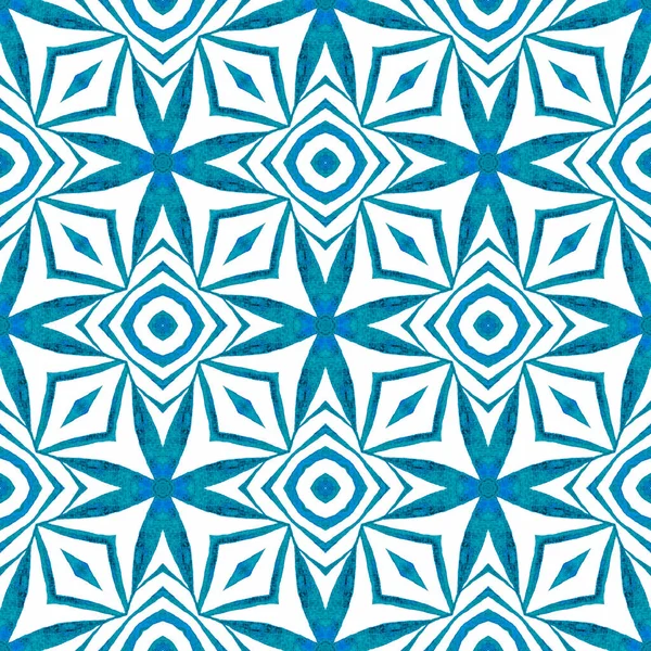 Medaillon Nahtloses Muster Blau Bezauberndes Boho Chic Sommerdesign Aquarell Medaillon — Stockfoto