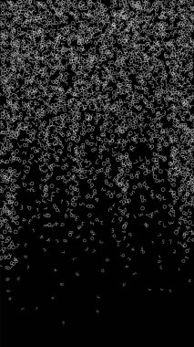 Düşen sayılar, büyük veri konsepti. İkili beyaz kaotik uçuş numaraları. Siyah arkaplandaki fütüristik afiş. Düşen sayılarla dijital vektör illüstrasyonu.