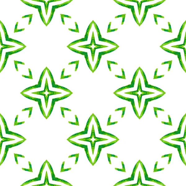 Arabesque Hand Drawn Design Green Stylish Boho Chic Summer Design — Stock Photo, Image
