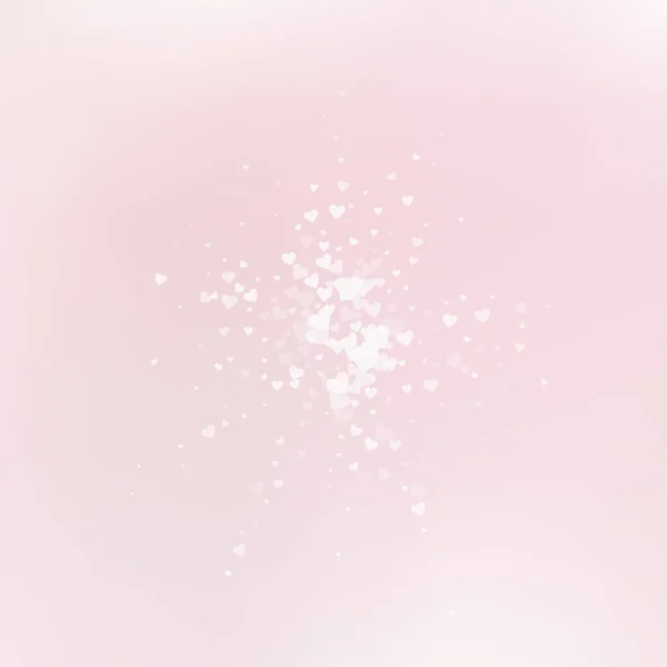 Witte Hart Liefde Confettis Valentijnsdag Explosie Extatische Achtergrond Vallende Transparante — Stockvector