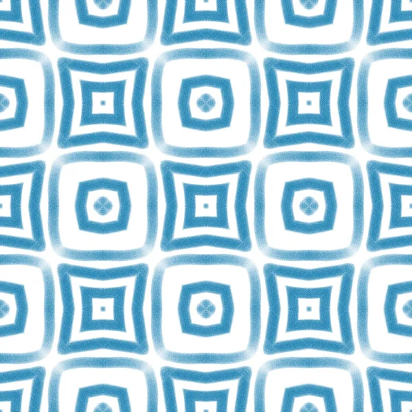 Csíkos Kézzel Rajzolt Minta Kék Szimmetrikus Kaleidoszkóp Háttér Ismétlődő Csíkos — Stock Fotó