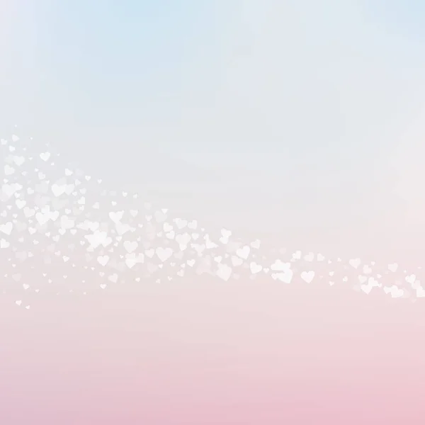 Witte Hart Liefde Confettis Valentijnsdag Komeet Ophalen Achtergrond Vallende Transparante — Stockvector