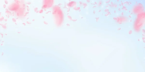 Sakura Szirmok Zuhan Romantikus Rózsaszín Virágok Alá Eső Repülő Szirmok — Stock Fotó