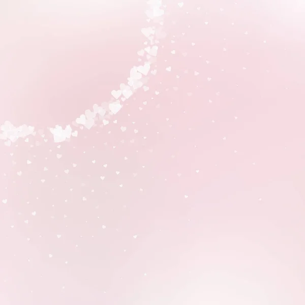 Witte Hart Liefde Confettis Valentijnsdag Hoek Opmerkelijke Achtergrond Vallende Transparante — Stockvector