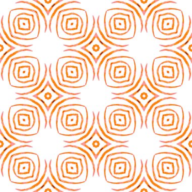 Tekrar eden çizgili el çizgisi sınırı. Turuncu akıllara durgunluk veren boho şık yaz tasarımı. Çizgili el çizimi tasarımı. Tekstil hazır. Sulu baskı, mayo kumaş, duvar kağıdı, ambalaj..