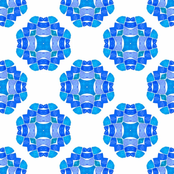 Υδατογραφία Καλοκαιρινό Έθνικ Μοτίβο Συνόρων Μπλε Υπέροχο Boho Κομψό Σχεδιασμό — Φωτογραφία Αρχείου