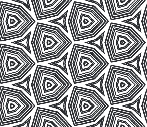 Geometric Seamless Pattern Black Symmetrical Kaleidoscope Background Textile Ready Energetic — Stock Photo, Image