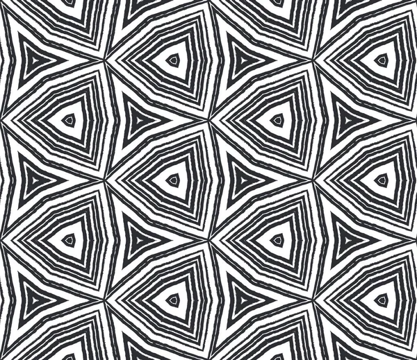 Exotic Seamless Pattern Black Symmetrical Kaleidoscope Background Summer Swimwear Exotic — Stock Photo, Image