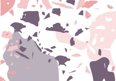 Terrazzo modern soyut şablon. Klasik İtalyan döşemesinin pembe ve gri dokusu. Taşlardan, granitten, kuvarstan, mermerden, betondan yapılmış arka plan. Venedik terrazzo trend vektör arkaplanı