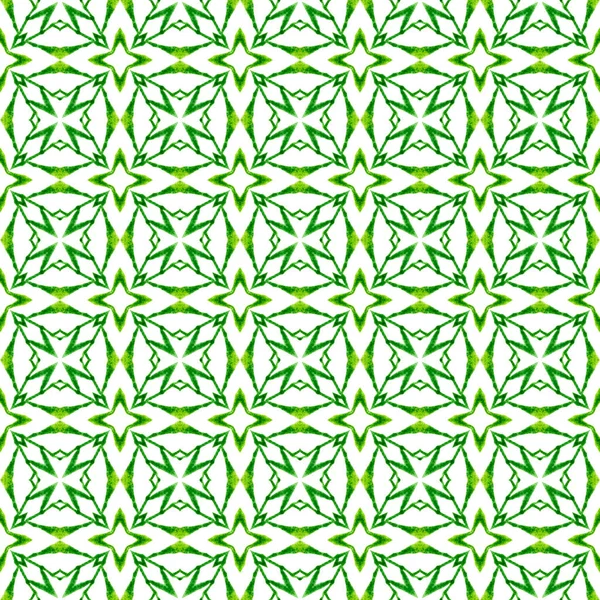 熱帯のシームレスなパターン 緑の素晴らしいBohoシックな夏のデザイン 繊維準備ができて素敵なプリント 水着生地 手描き熱帯シームレスな境界線 — ストック写真