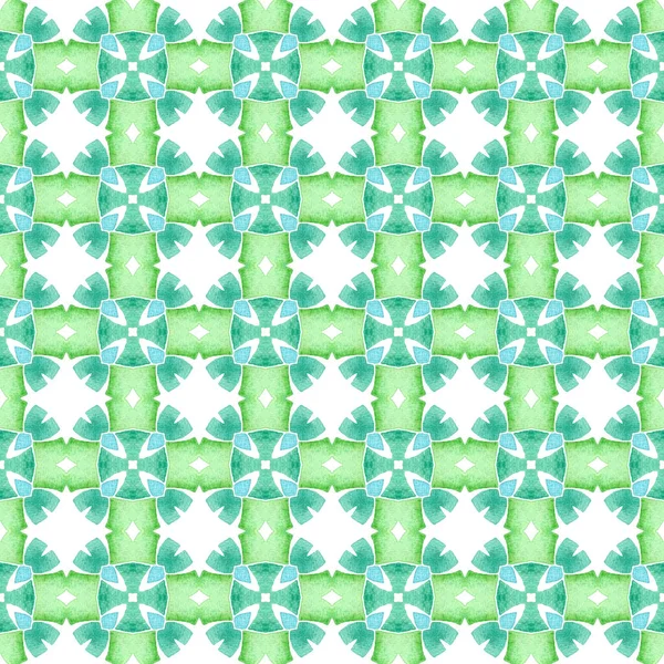 Bordo Geometrico Verde Dell Acquerello Del Chevron Verde Magnifico Boho — Foto Stock