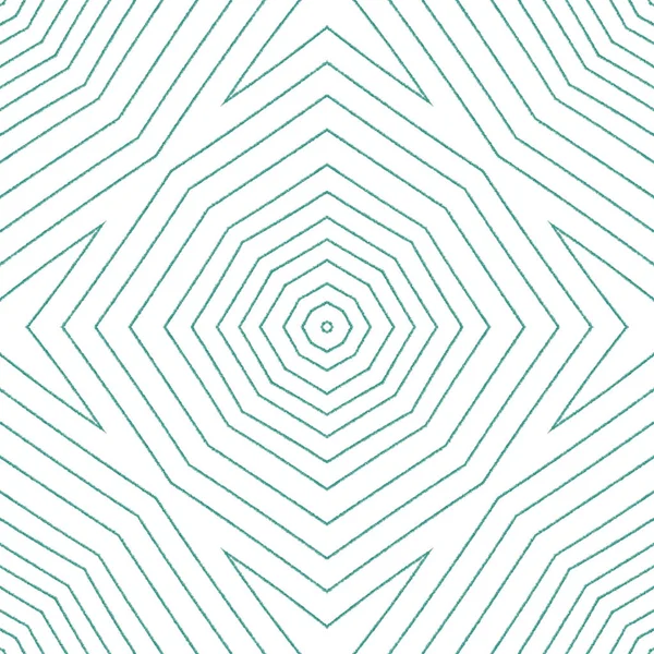 Bezešvé Medailonky Tyrkysově Symetrické Kaleidoskopické Pozadí Akvarel Medailon Bezešvé Dlaždice — Stock fotografie