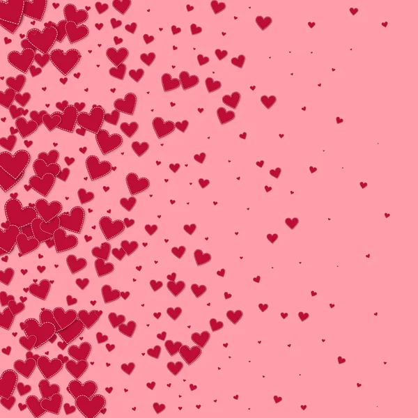 Rote Herzen Lieben Konfettis Valentinstag Gradient Strahlenden Hintergrund Fallen Bestickte — Stockvektor