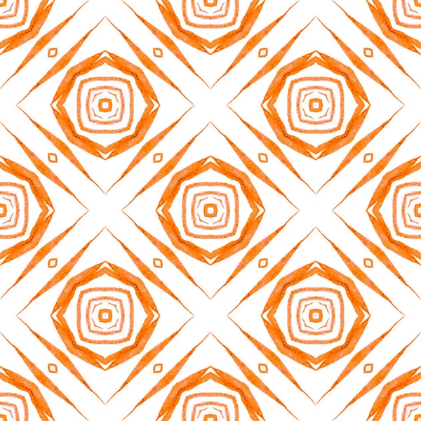 Ikat Repeating Swimwear Design Orange Terrific Boho Chic Summer Design — Stock Photo, Image