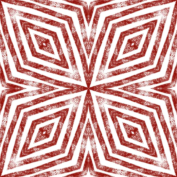 Exotisch Naadloos Patroon Wijn Rode Symmetrische Caleidoscoop Achtergrond Zomer Badmode — Stockfoto