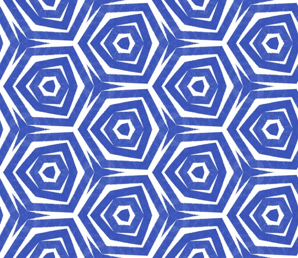 Strukturiertes Streifenmuster Indigo Symmetrischer Kaleidoskop Hintergrund Textilfertige Erstaunliche Druck Badebekleidung — Stockfoto