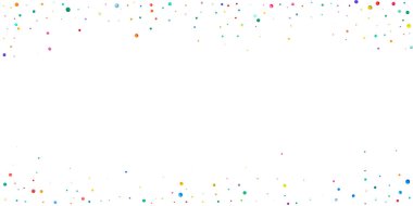 Beyaz arka planda suluboya konfeti. Çekici gökkuşağı renkli noktalar. Rengarenk parlak kartın kutlu olsun. Güzel el boyaması konfeti..