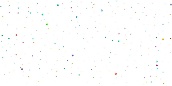 白い背景に水彩のコンフェッティ。愛らしい虹色の点。幸せなお祝い広いカラフルな明るいカード。魅力的な手描きのコンフェッティ. — ストック写真