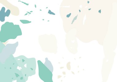 Terrazzo modern soyut şablon. Klasik İtalyan döşemesinin yeşil ve gri dokusu. Taşlardan, granitten, kuvarstan, mermerden, betondan yapılmış arka plan. Venedik terrazzo trend vektör arkaplanı