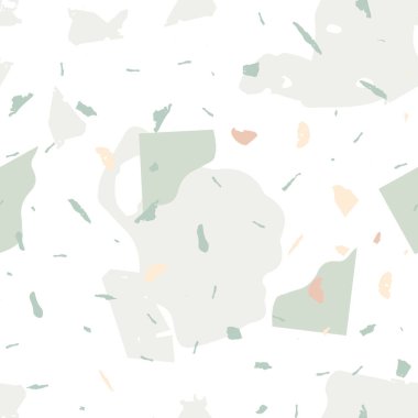 Terrazzo kusursuz desen. İç dekorasyon için minimalist döşeme taşı. Terrazzo pürüzsüz desenli, serin renklerde. Doğal taşlardan, granitten, kuvarstan, mermerden, betondan yapılmış arkaplan. 