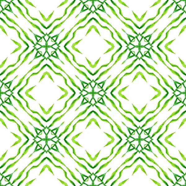 Verde Geométrico Chevron Borde Acuarela Verde Atractivo Diseño Boho Chic — Foto de Stock