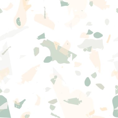 Terrazzo kusursuz desen. İç dekorasyon için minimalist döşeme taşı. Doğal taşlardan, granitten, kuvarstan, mermerden, betondan yapılmış arka plan. Terrazzo pürüzsüz desenli serin renklerde. 