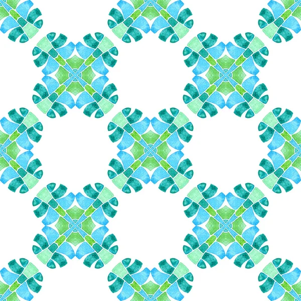 Fondo Acuarela Azulejos Verde Raro Diseño Boho Chic Verano Textil — Foto de Stock