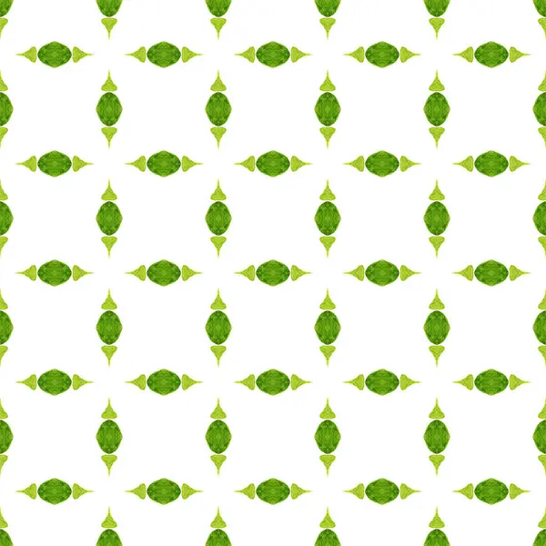 Madalyon pürüzsüz desen. Yeşil çekici boho şık yaz tasarımı. Tekstil hazır, kusursuz baskı, mayo kumaş, duvar kağıdı, ambalaj. Suluboya madalyonu, kusursuz sınır.