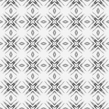 Tekstil hazır güçlü baskı, mayo kumaş, duvar kağıdı, ambalaj. Siyah ve beyaz. Gerçek boho şık yaz tasarımı. Etnik elle boyanmış desen. Suluboya yaz etnik sınır düzeni.