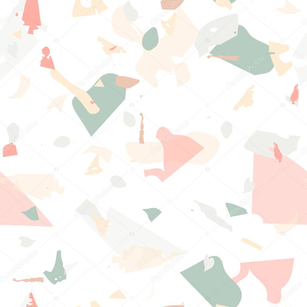 Terrazzo seamless pattern. Modern classic flooring texture. Background made of natural stones, granite, quartz, marble, concrete.  Terrazzo  seamless pattern in cool colors. 