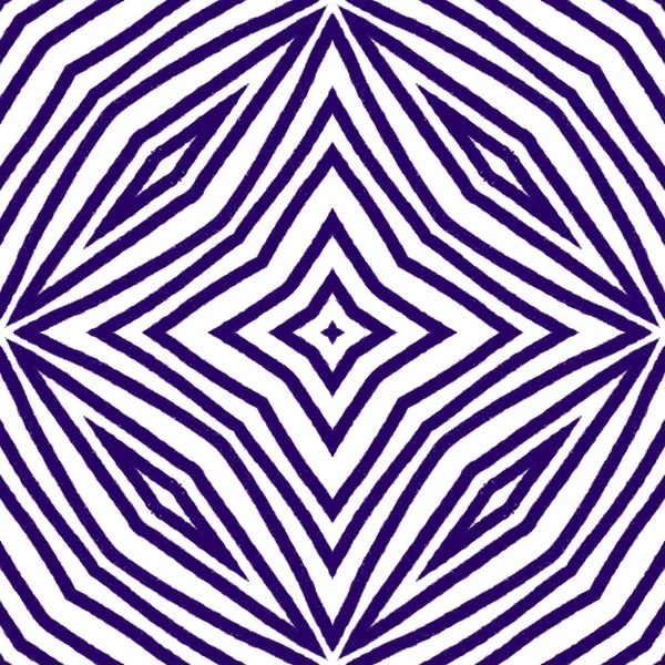 Striped Hand Drawn Pattern Purple Symmetrical Kaleidoscope Background Textile Ready — Stock Photo, Image