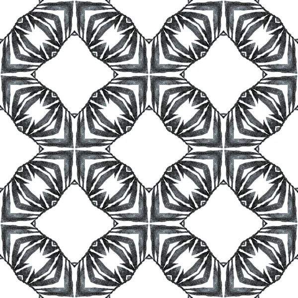 繊維準備注目すべき印刷 水着生地 黒と白の好奇心Bohoシックな夏のデザイン アラベスクの手描きデザイン オリエンタル唐草手描き枠 — ストック写真