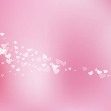 White heart love confettis. Valentine's day comet fascinating background. Falling transparent hearts confetti on pinkish background. Delicate vector illustration. clipart